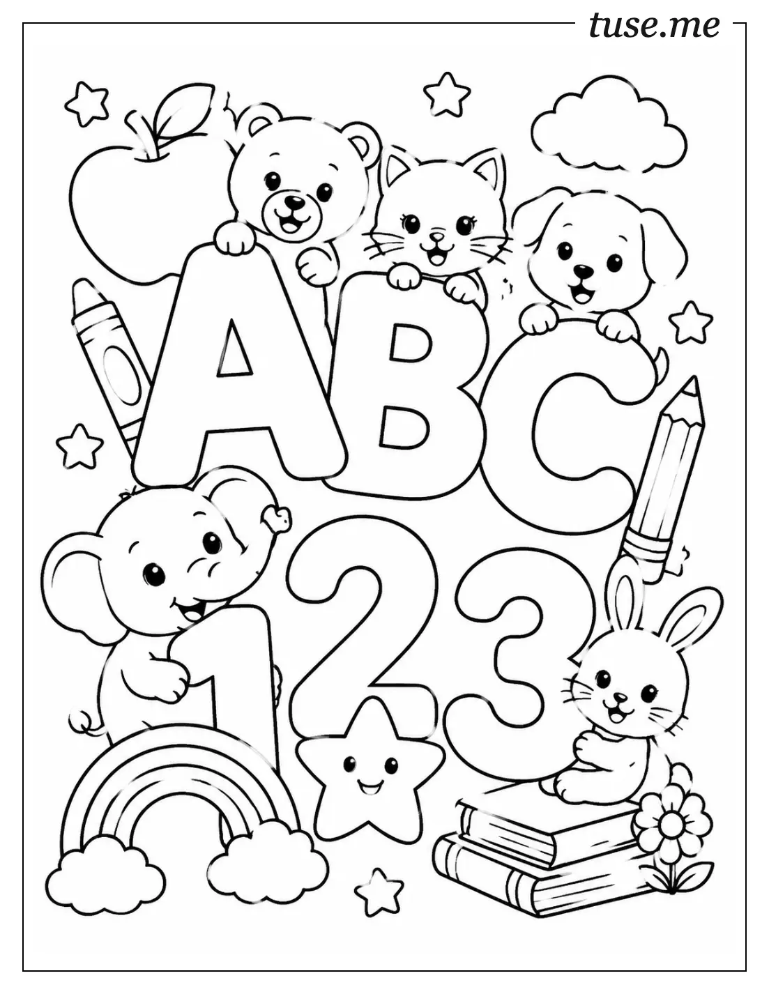 Create exactly ONE A4 portrait printable workbook cover, 2550 × 3300 px. Title text exactly: "PreK Alphabet & Number Formation Tracing Book". Subtitle text exactly: "Letter Tracing • Handwriting Practice • Numbers 0–10". Create a premium colorful Teachers Pay Teachers worksheet cover with a clean modern preschool aesthetic, bright cheerful primary and pastel accent colors, crisp clean vector illustrations, thick bold outlines, rounded child-friendly shapes, high visual contrast, and professional